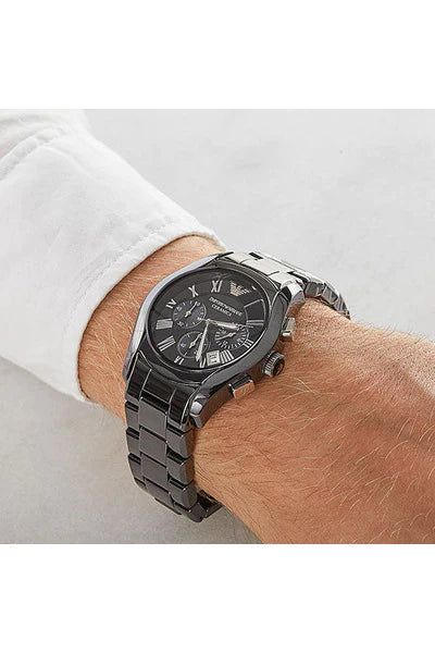 Emporio Armani Men’s Chronograph Quartz Stainless Steel Black Dial 43mm Watch AR1400