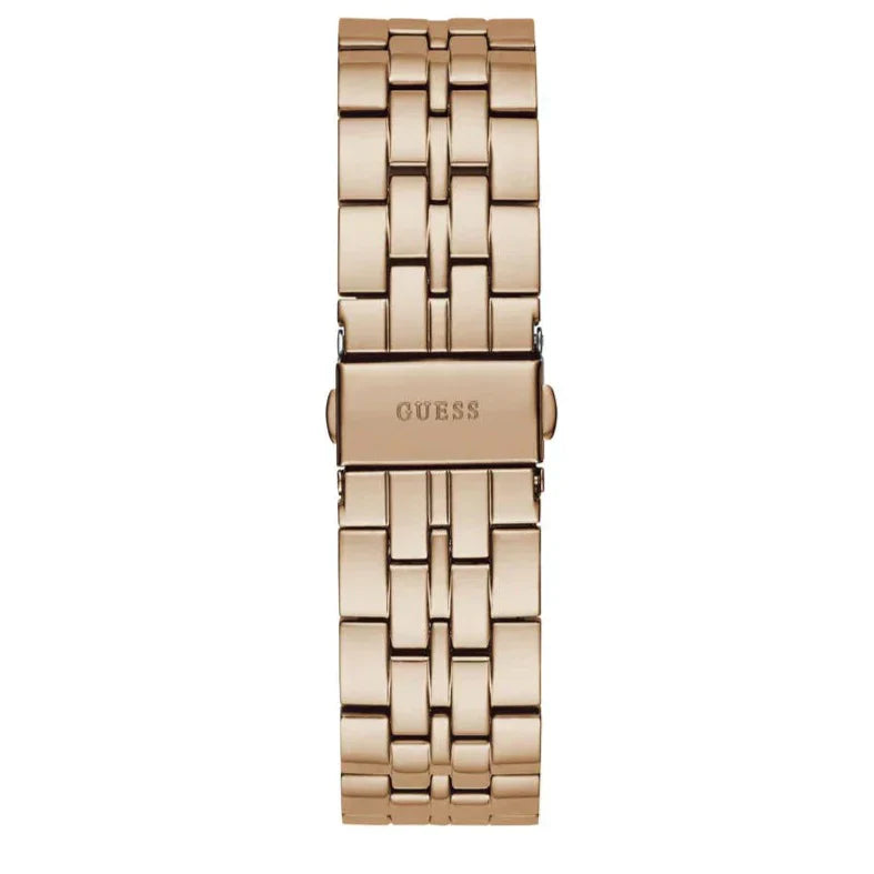 Guess Glitz Multi Function Diamonds Pink Dial Rose Gold Steel Strap Watch For Women - GW0320L6