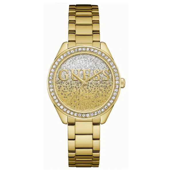 Guess Glitter Girl Gold Stainless Steel Gold Dial Quartz Watch for Ladies - W0987L2