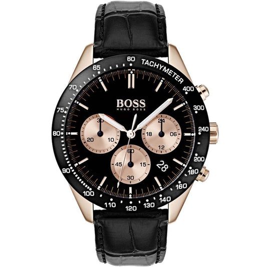 Hugo Boss Men's 1513580 Quartz Leather Strap Black Dial 42mm Watch