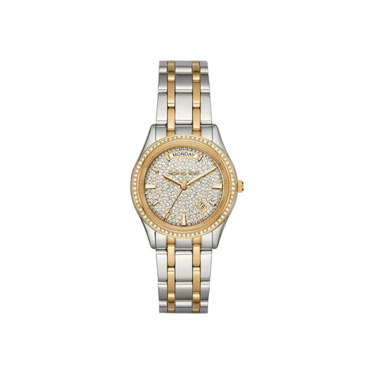 Michael Kors Women’s Quartz Analog Two-Tone Stainless Steel Gold Dial 34mm Watch MK6481