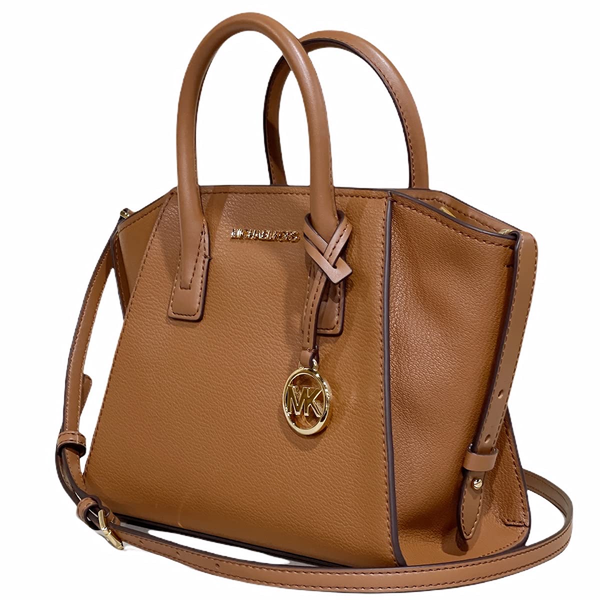 Michael Kors Avril Small Top Zip Black Pebbled Leather Satchel Crossbody Bag