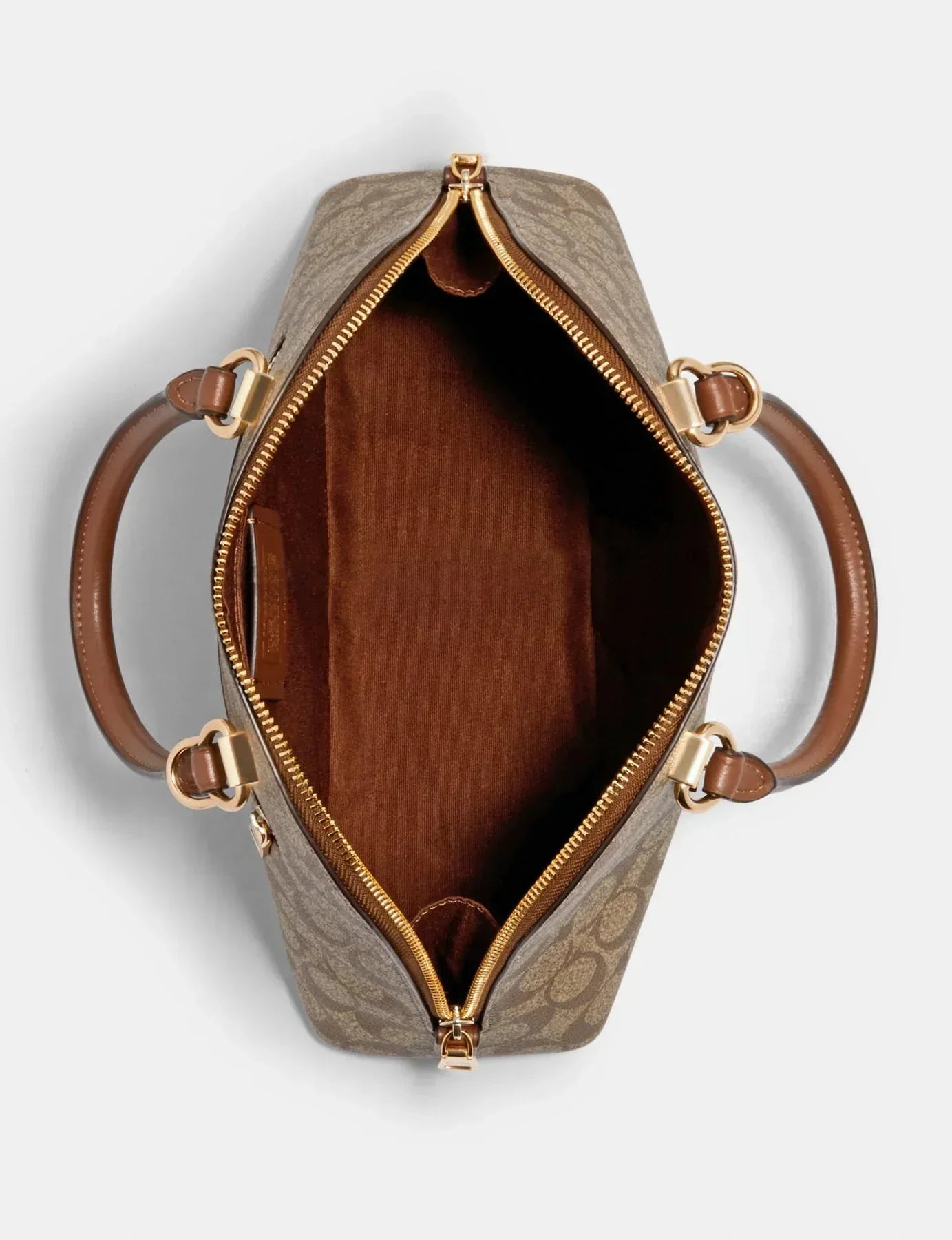 Coach Katy Satchel In Signature Canvas Khaki Saddle