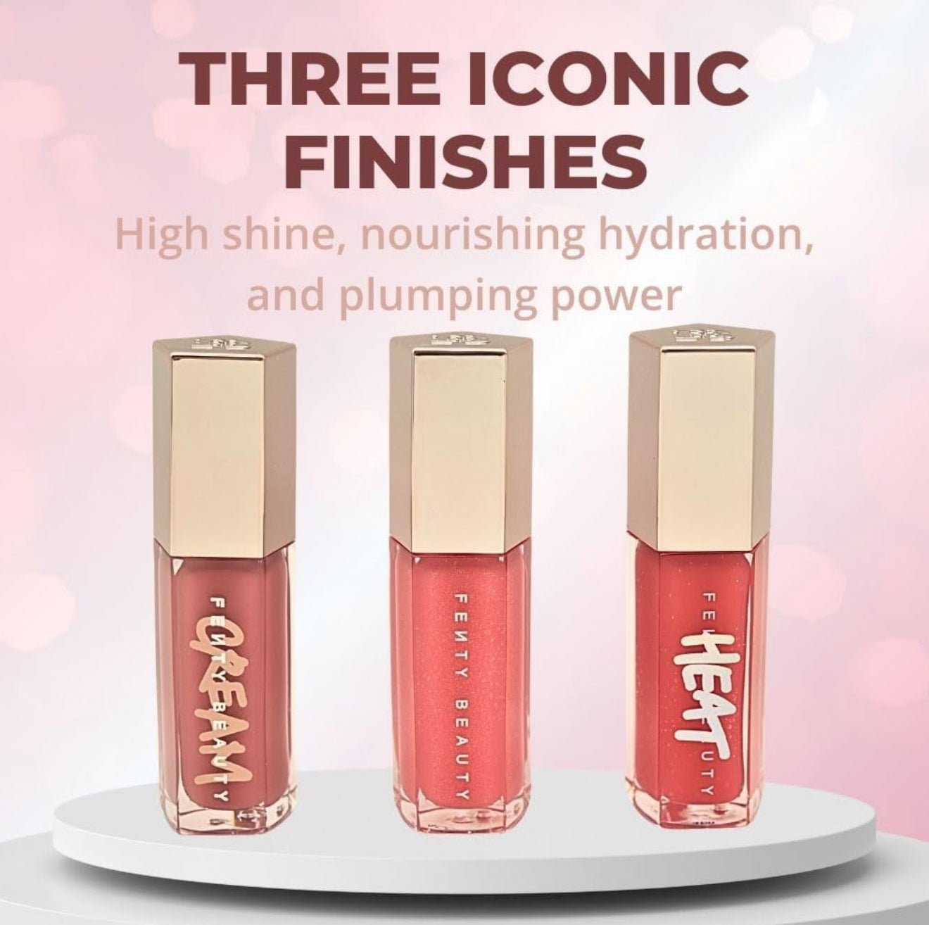 Fenty Beauty Glossy Posse Volume 0.7 Full size Gloss Bomb Trio set