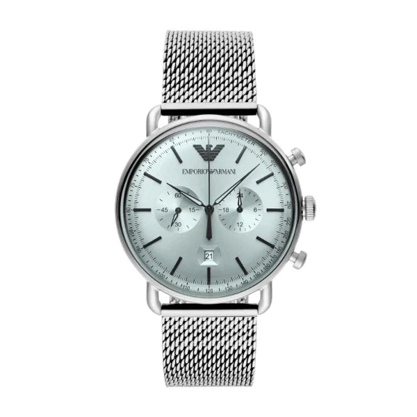 Emporio Armani Men’s Chronograph Quartz Stainless Steel Silver Dial 43mm Watch AR11288