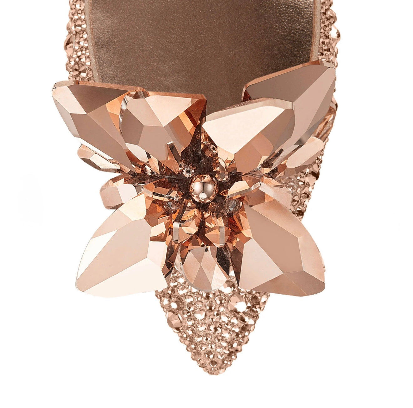 JIMMY CHOO Rose Gold Crystal Covered Pointy Toe Pumps