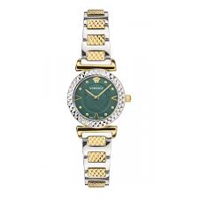 Versace Women’s Quartz Swiss Made Two-tone | Stainless Steel | Green Dial 27mm | Watch VEAA01320