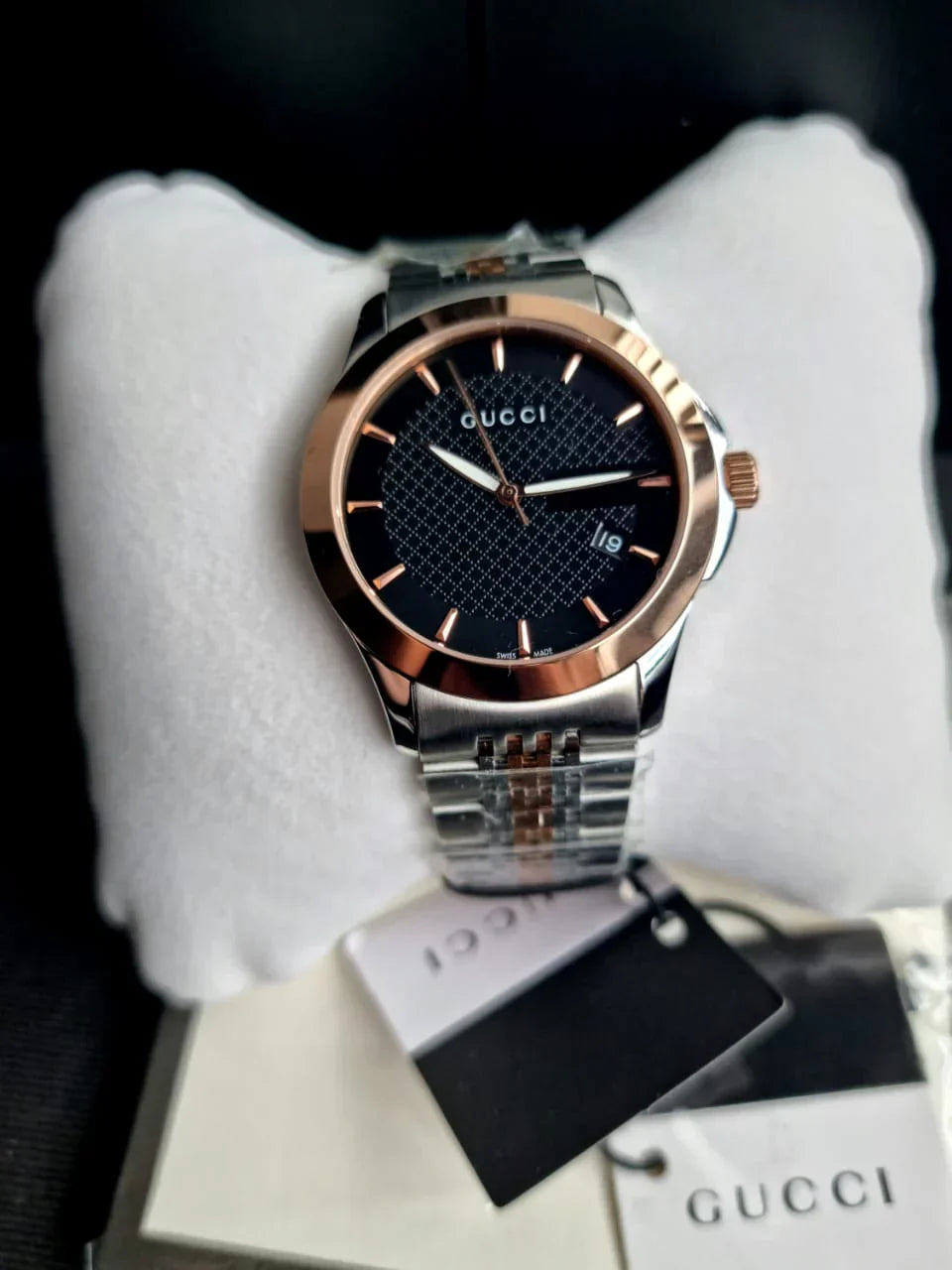 Gucci Men’s Swiss Made Quartz | Stainless Steel Black | Dial 38mm | Watch YA126410