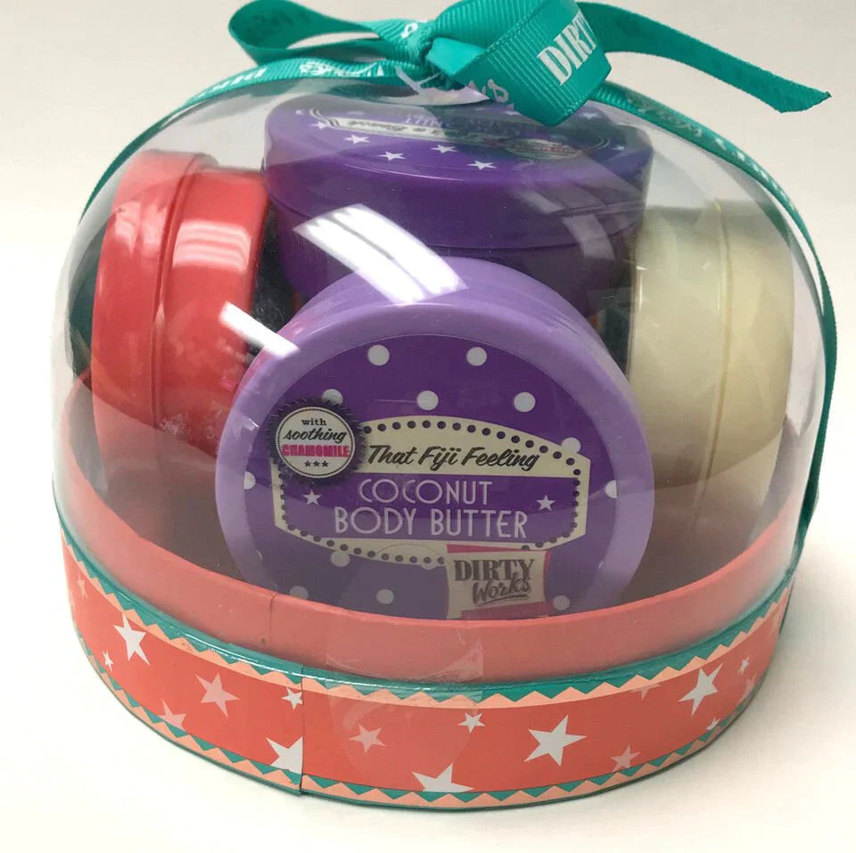 Dirty Works Little Luxuries Snow Globe Gift Set 5 Pcs Body Butter and Bath Salts