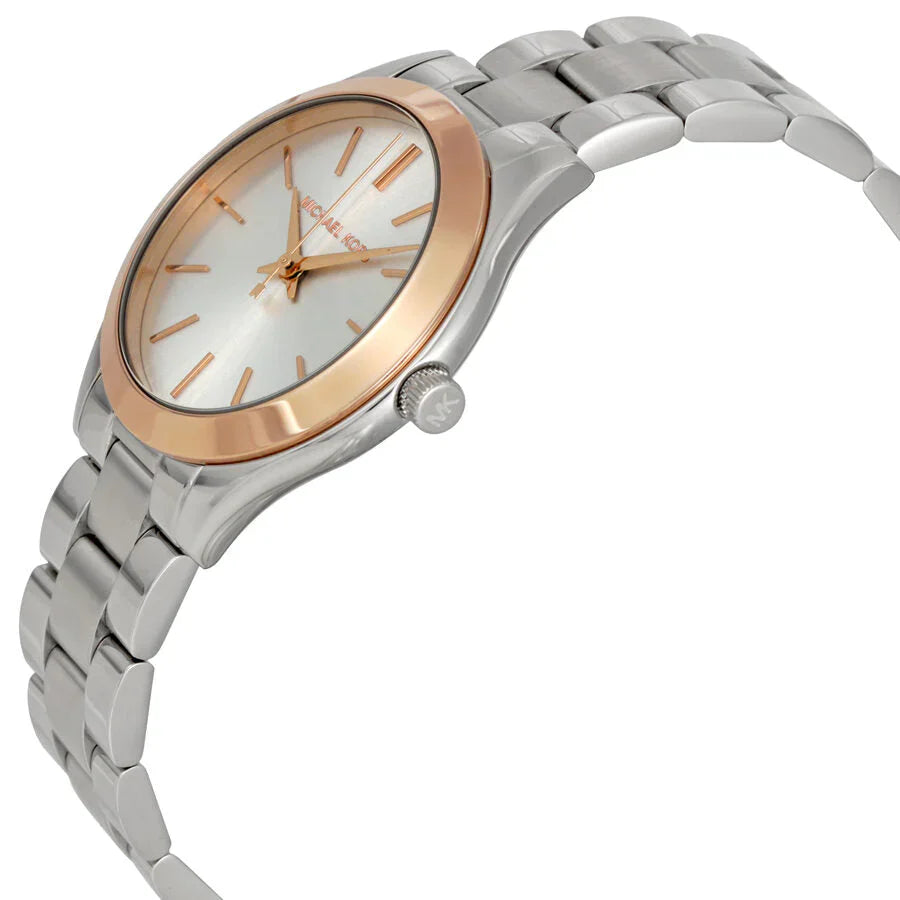 Michael Kors Mini Slim Runway Silver Dial Silver Steel Strap Watch For Women - MK3514